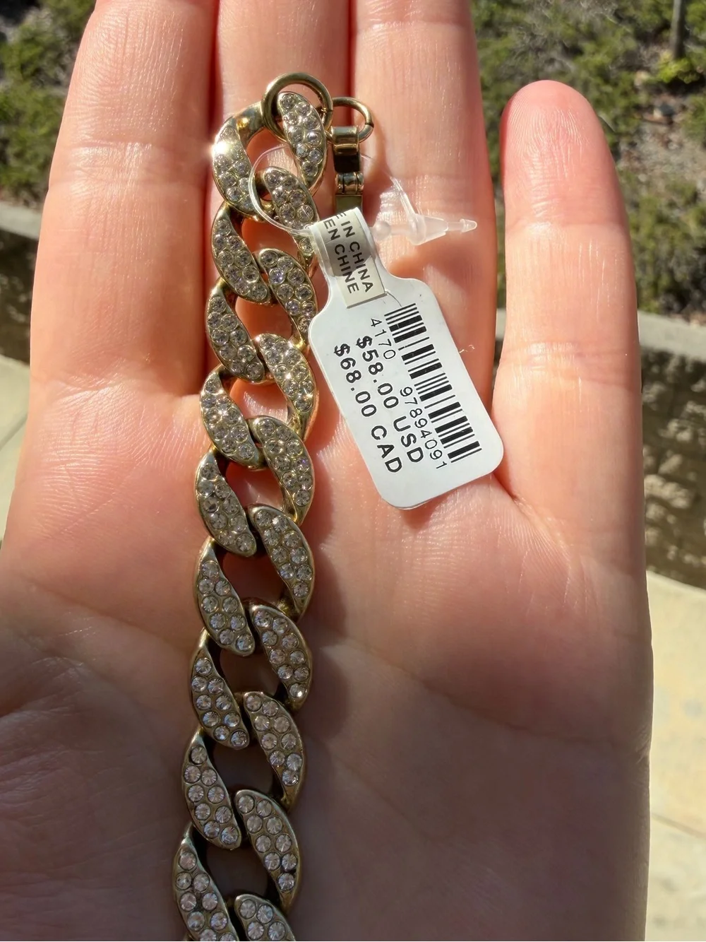 Gold Crystal Pavé Cuban Link Bracelet - Women Jewelry